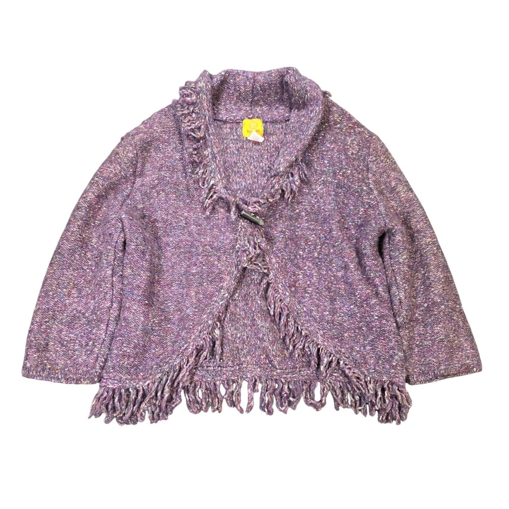 Ruby Rd. Petite Fringe Toggle Cardigan Women's Size PL Purple Marled‎